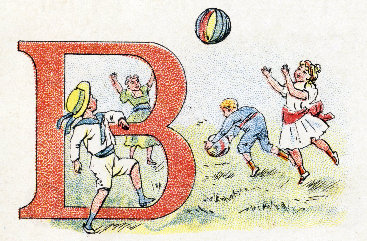 B betű léggömb. Phosphatine Falieres ábécéje. Metszés. Brevete ábécé S.G.D.G. Pierre Emile Falieres gyógyszerésztől. Kromolitográfiai illusztrációk, 19. század vége. 16 oldal. Mérete: 103x154 mm alkotó: Unbekannt