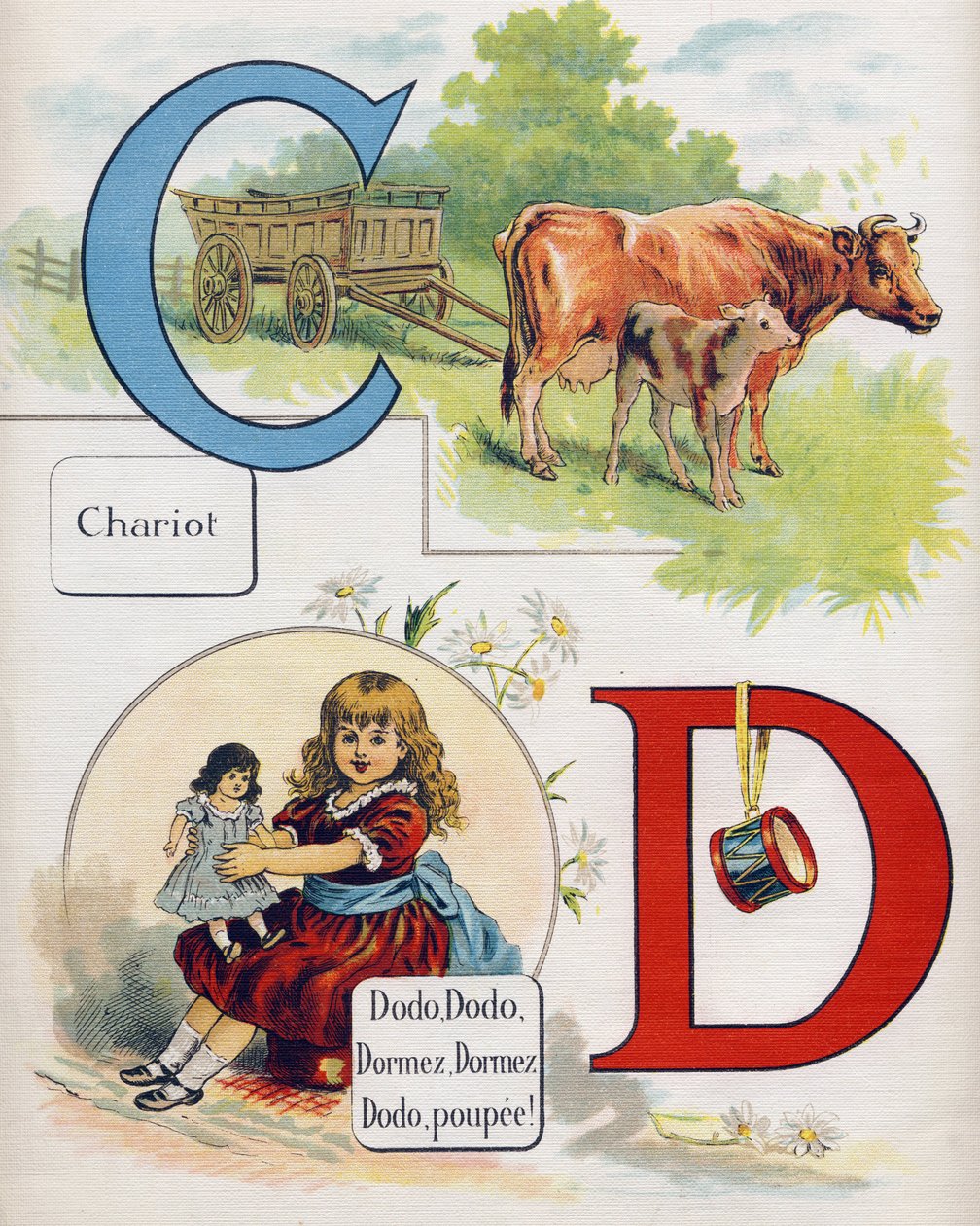 C és D betű: Kocsi és alvás, alvás, alvás, alvás, alvó baba. Metszet "ABC L