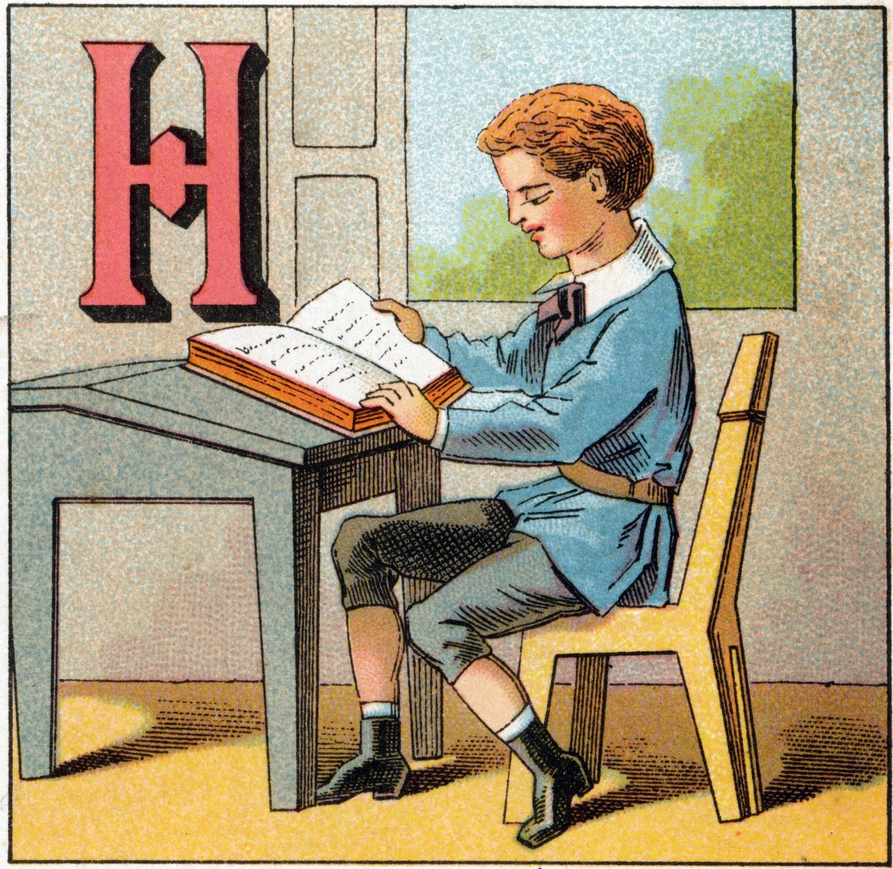 H betű mint Franciaország története. Metszet „Alphabet des petits ecoliers” felirattal. Az Epinal képalkotása, 1885 körül. Privee Collection alkotó: Unbekannt