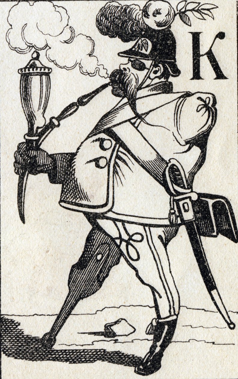 K betű Fritz Kreutzer. Gravírozás "ABC Les Images en Alphabet"-ben. Epinális képalkotás. Pellerin és Cie, nyomdász-kiadó, Epinal, 19. század vége, 1890 körül. 10 oldal. Mérete: 19,5 x 13,5 cm alkotó: Unbekannt