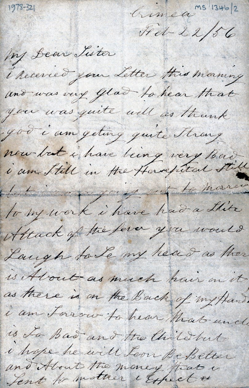 Egy krími katona levele nővéréhez, 1856. február 22-én alkotó: Unbekannt