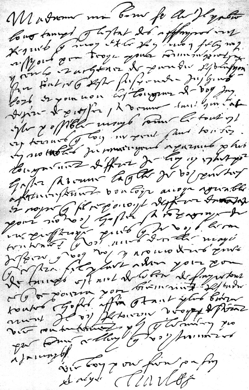 V. Károly császár francia nyelvű levele menyéhez, I. Mária angol királynőhöz, amelyben kifejezi óhaját, hogy láthassa fiát, Fülöp királyt, annak férjét, hogy konzultáljon vele az ügyekről, sajnálatát fejezve ki a szükségessége megfosztani tőle h alkotó: Unbekannt
