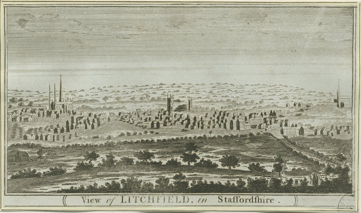 Lichfield – Délnyugati nézet: metszet, nd [c 1780-85] alkotó: Unbekannt