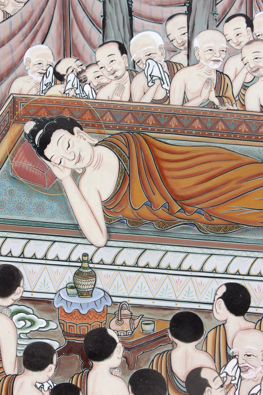 Buddha élete 45 év Dharma tanítása után Buddha átment Parinirvanába, Szöulba, Coree du Sudba alkotó: Unbekannt
