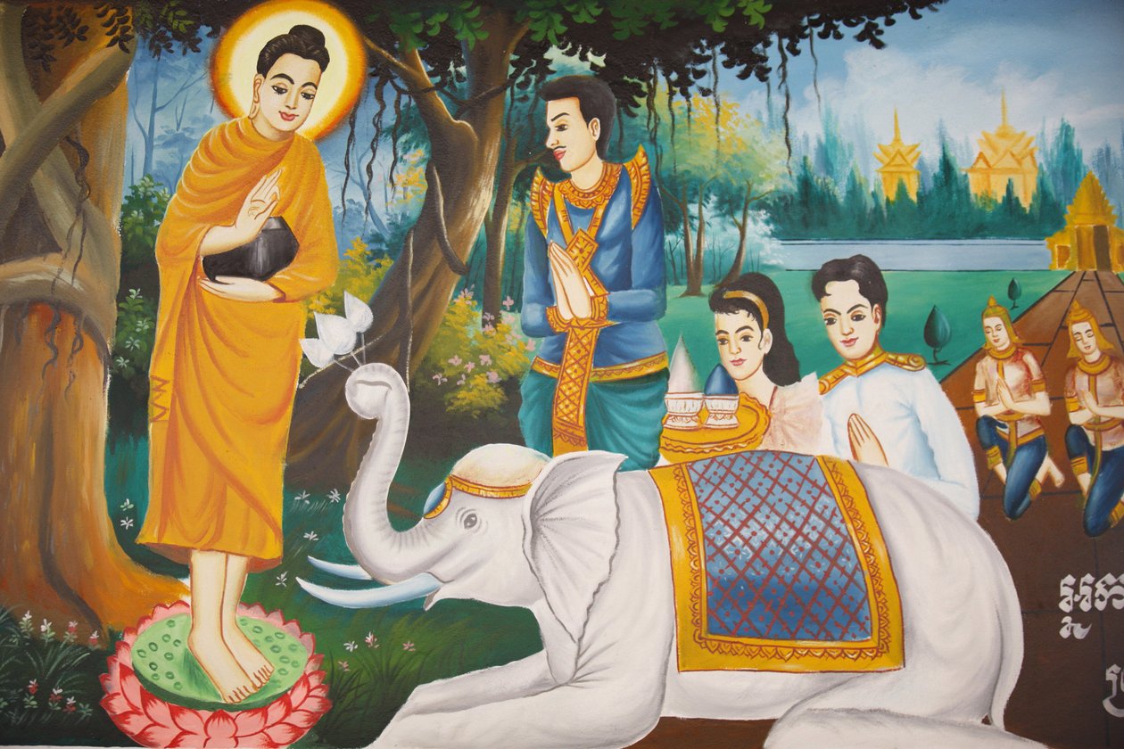 Buddha élete: A Loving-Kindness által megszelídített vad elefánt, Siem Reap, Kambodzsa alkotó: Unbekannt