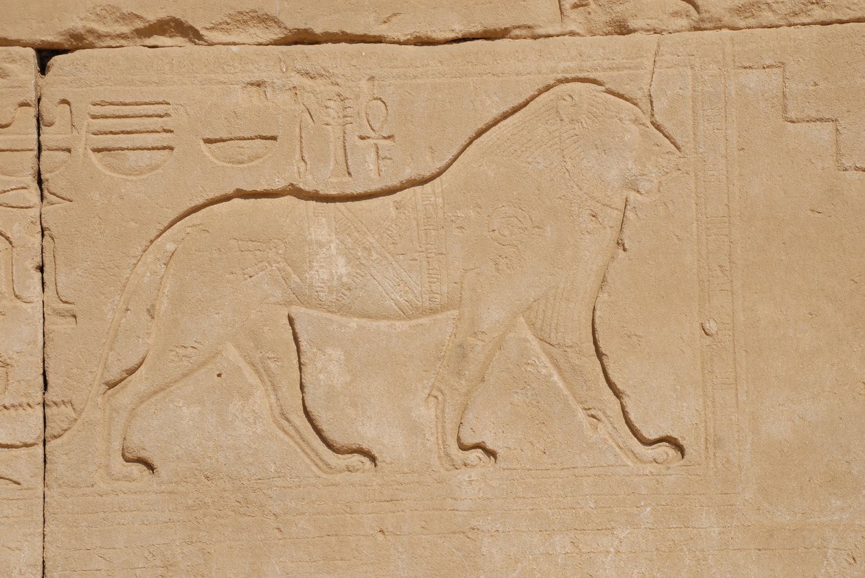 Oroszlánfaragás, Karnak, Luxor, Egyiptom (fotó) alkotó: Unbekannt