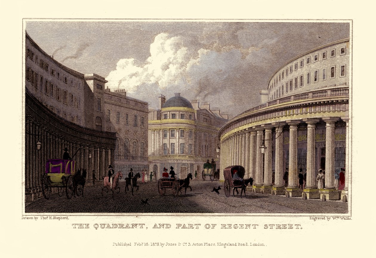 Londoni nézetek: Regent Street egy része. alkotó: Unbekannter Künstler