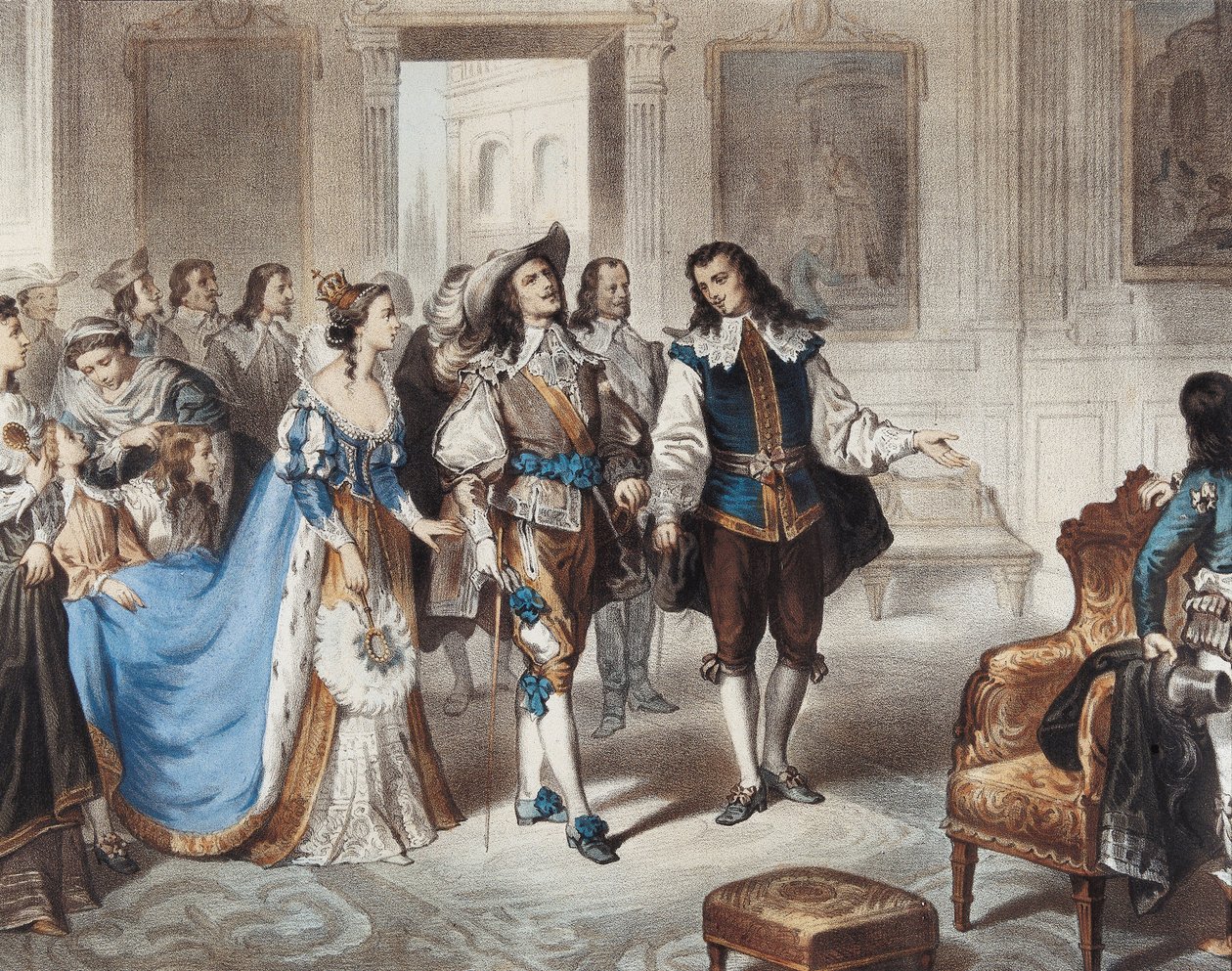 MURILLO, Bartolome Esteban (1617-1682). Murillo festő látogatása az El Escorialban" ("Painter Murillo visiting El Escorial"). L. Turgis litográfiája alkotó: Unbekannter Künstler