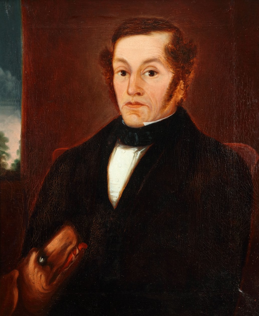 Férfi kutyával és nyakkendővel 1825 (Olaj, vászon) alkotó: Unbekannter Künstler