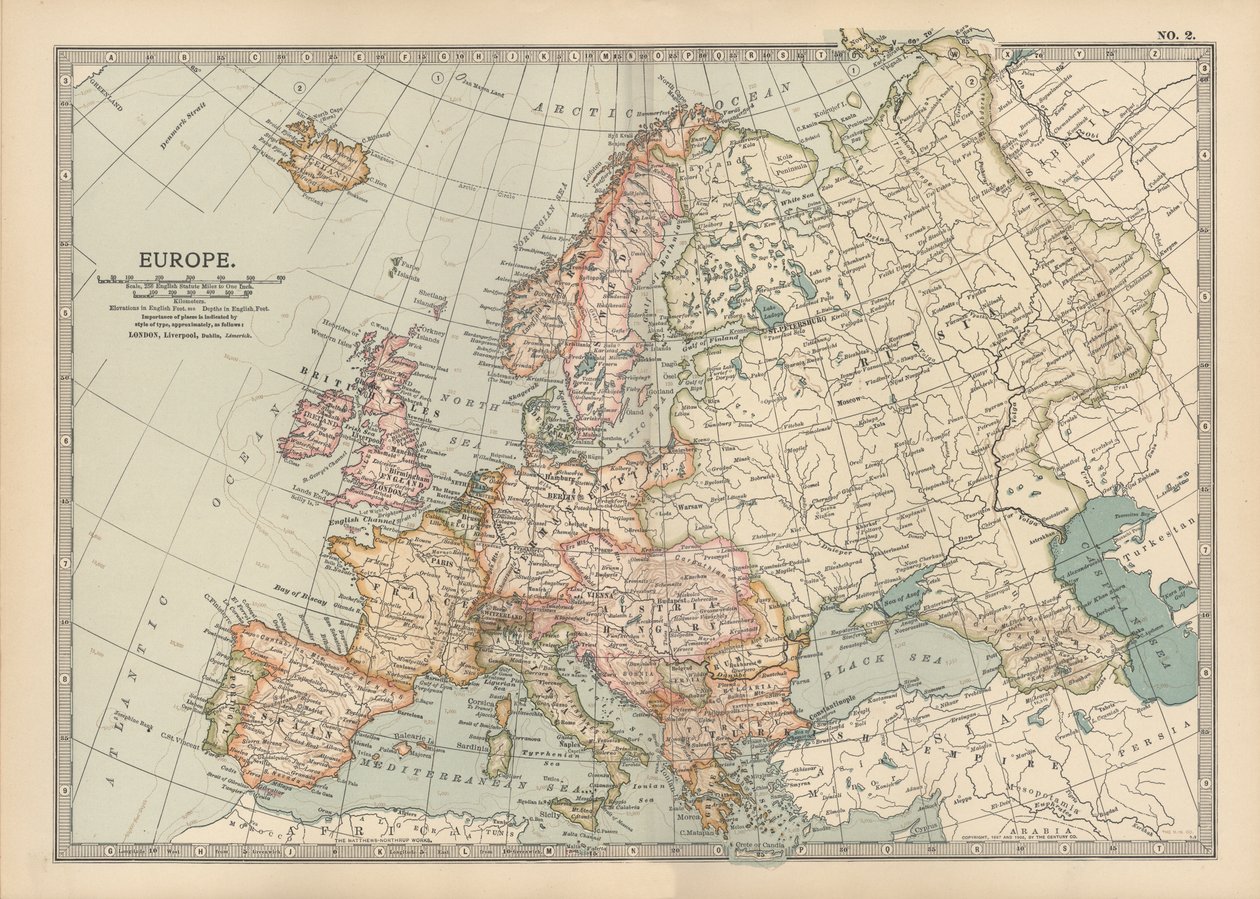 Európa térképe, 1900 körül (metszet) alkotó: Unbekannter Künstler