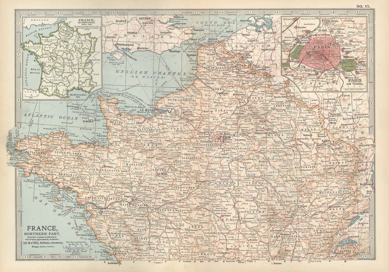 Franciaország térképe, 1900 körül (metszet) alkotó: Unbekannter Künstler