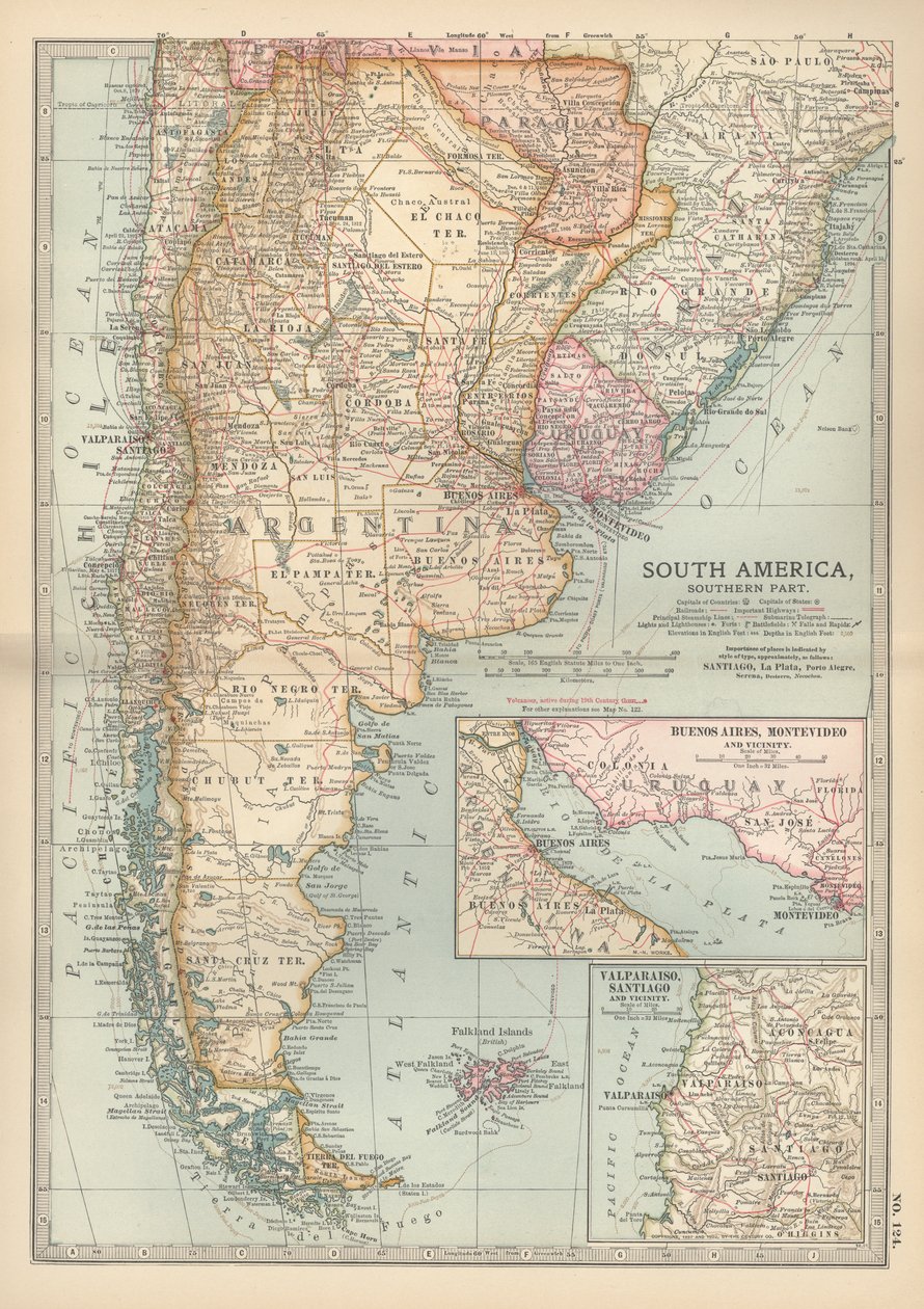 Dél-Amerika déli részének térképe, 1900 körül (metszet) alkotó: Unbekannter Künstler