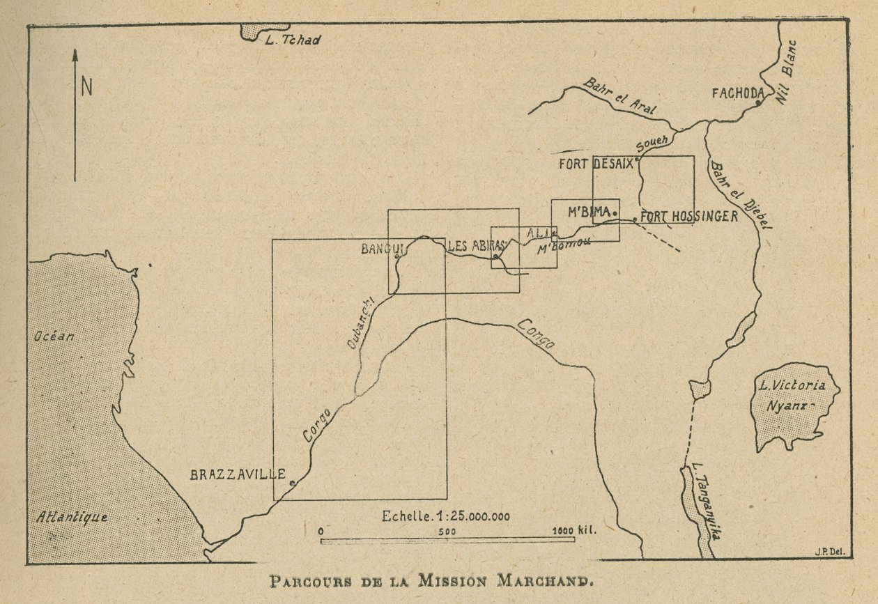 A Marchand Misszió útvonalát mutató térkép 1898-ban (litho) alkotó: Unbekannt