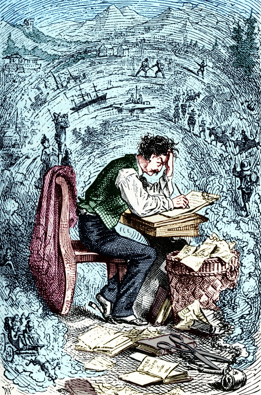 Mark Twain a „The Innocents Abroad” című könyvét írja, először 1869-ben jelent meg. Amerikai szerző: 1835. november 30., 1910. április 21. alkotó: Unbekannt