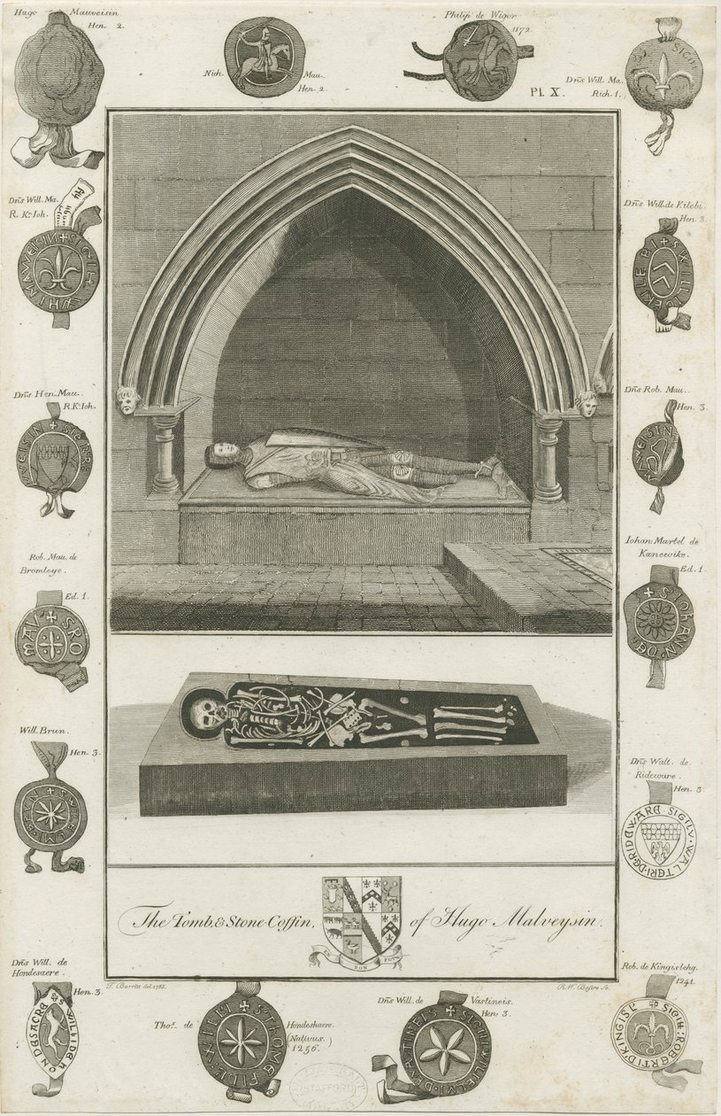 Mavesyn Ridware – Hugo Mavesyn sírja: metszet, 1785 alkotó: Unbekannt