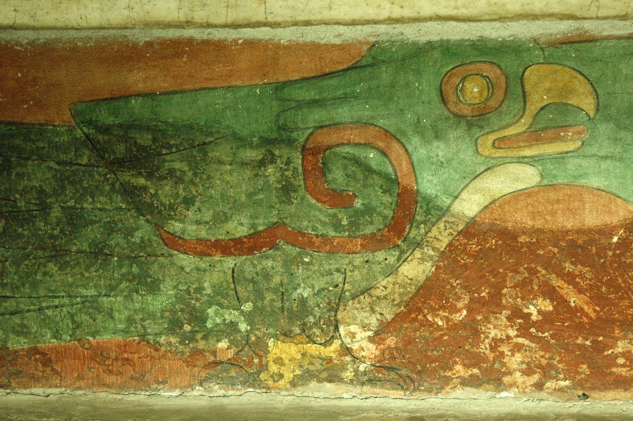 Mexikó, Mexikóváros, Teotihuacan (i.sz. 1. század), Jaguárok temploma, papagáj freskó alkotó: Unbekannt
