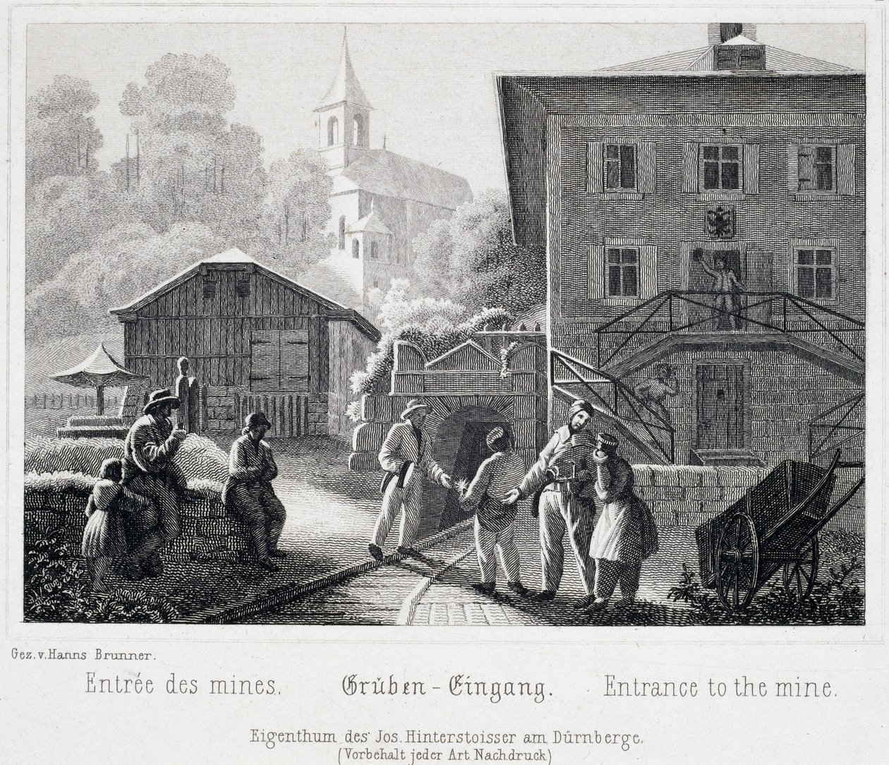Sóbánya: a bánya bejárata, Durrnbergben, Ausztriában, 1850 körül alkotó: Unbekannt