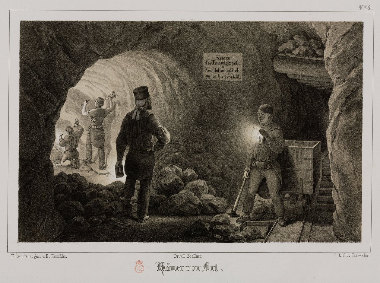 Bányászat, fémércbányászok, Németország, 1851 alkotó: Unbekannt