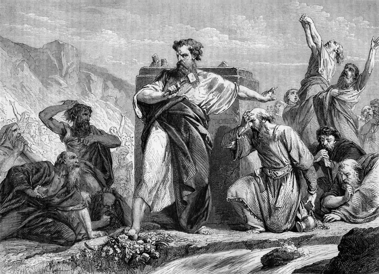 Mózes elpusztítja az aranyborjút - Biblia alkotó: Unbekannter Künstler