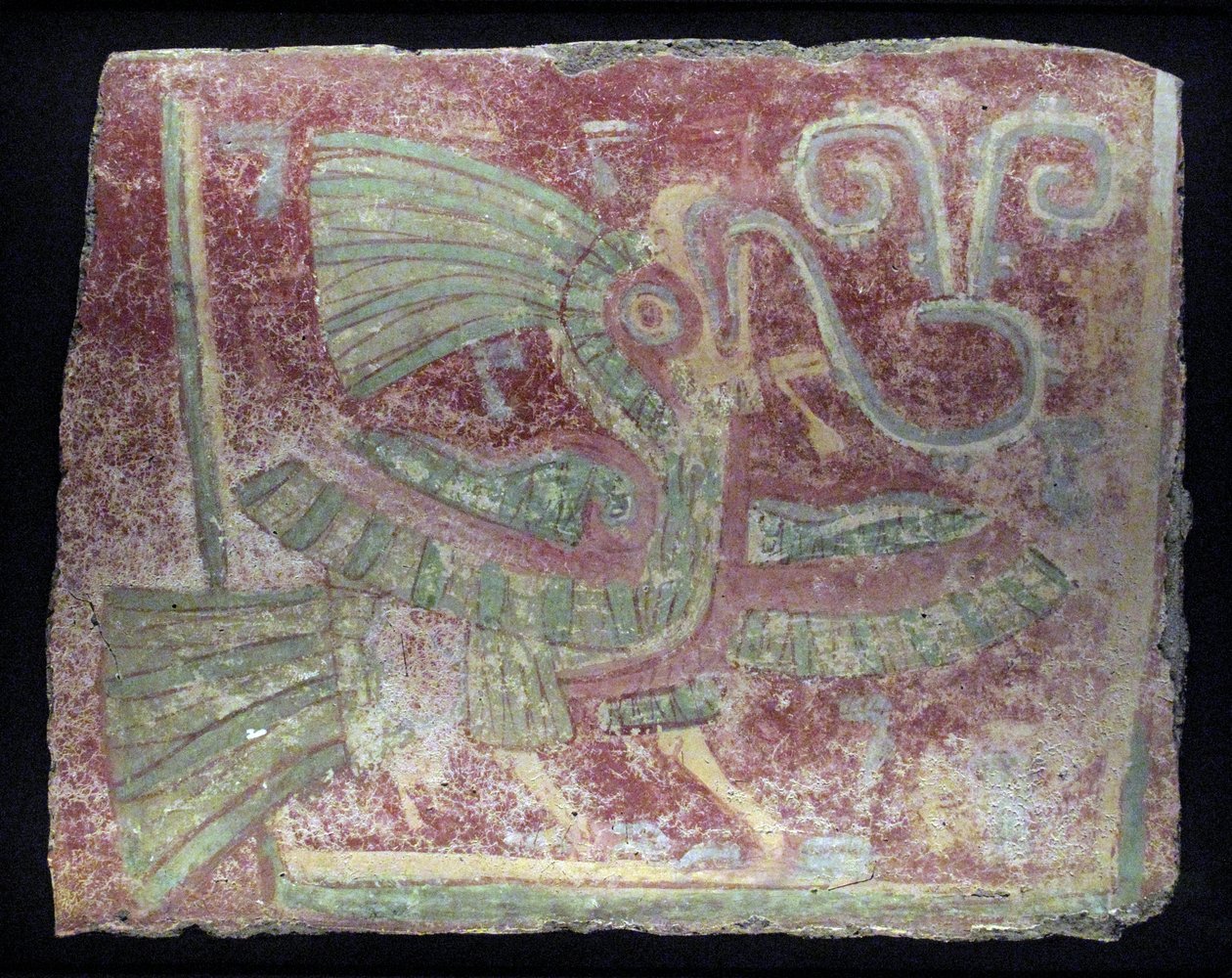 Egy quetzal faltöredéke éneklő virgulával, kora klasszikus korszak, i.sz. 200–600 alkotó: Unbekannt