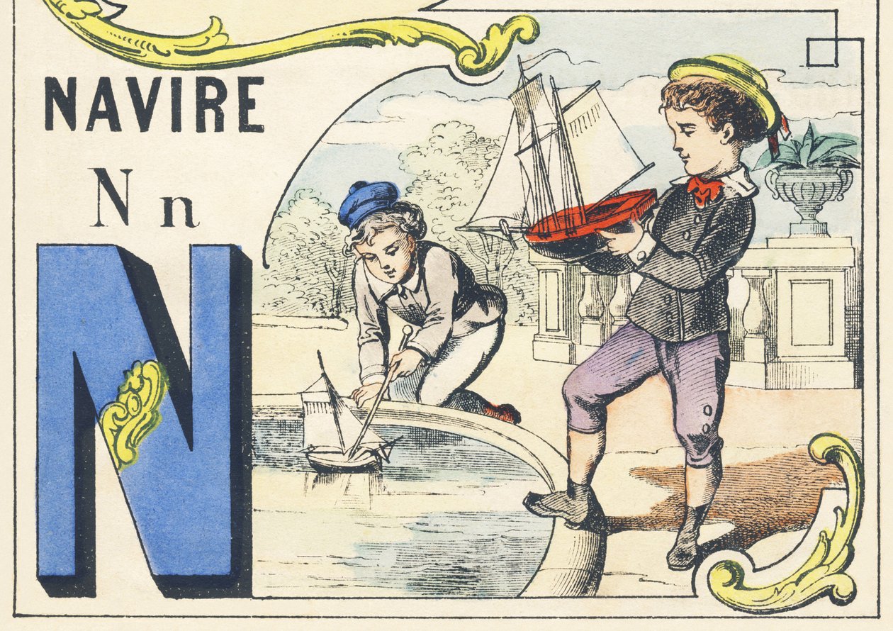 N: hajó – Games Alphabet, 1890 körül (illusztráció) alkotó: Unbekannt
