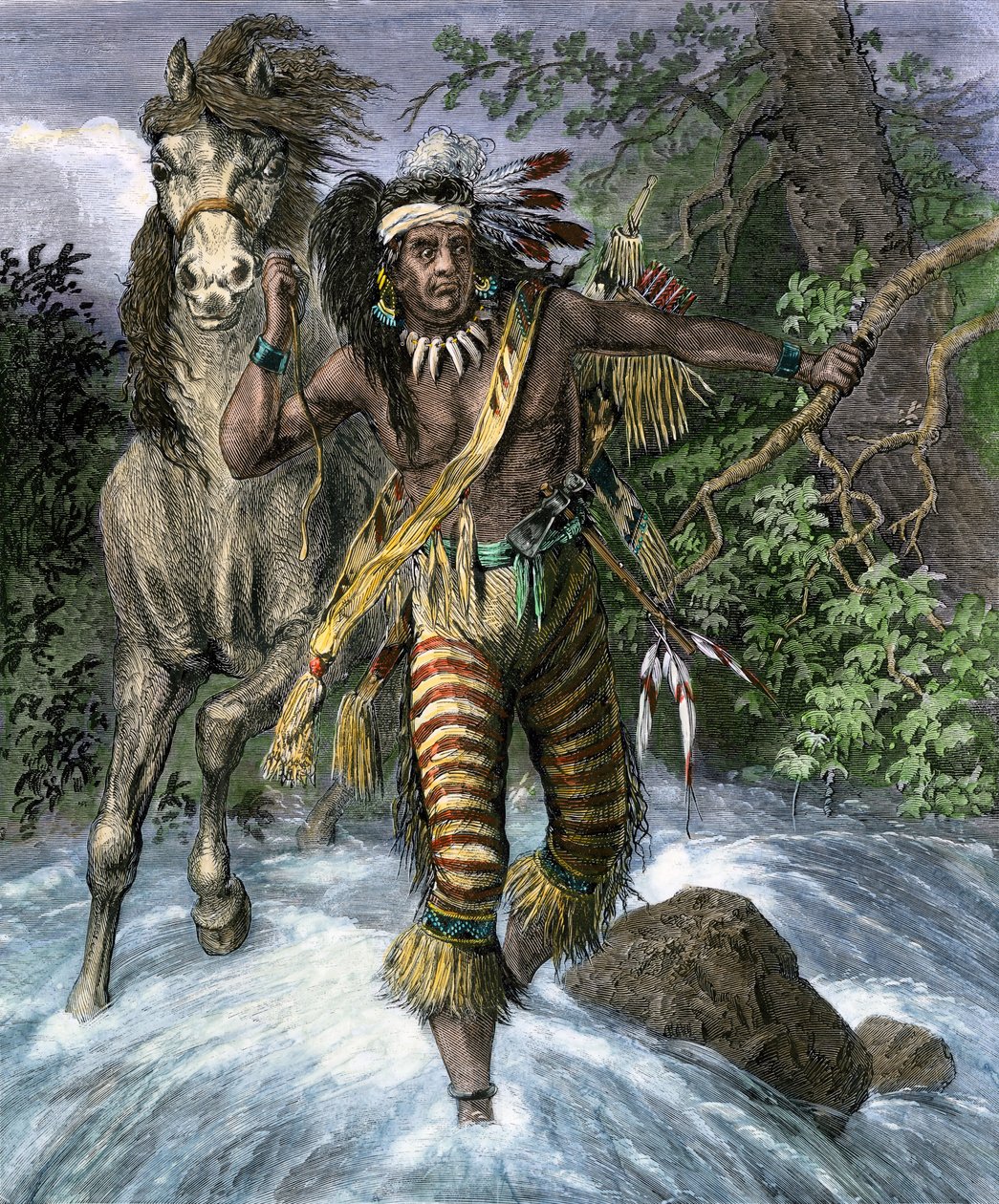Amerika őslakosai: indiánok. Ülő Bika vagy indián neve Thathanka Iyothanka vagy Tatanka Yotanka vagy Tatanka Iyotake ("Ülő Bika" vagy "Pihenő Bika"). alkotó: Unbekannter Künstler