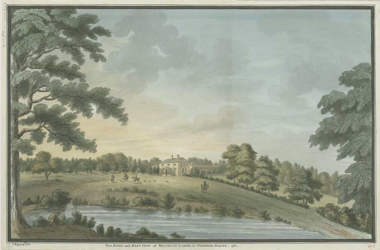 Needwood – Brickley Lodge: vízfestmény, 1786 alkotó: Unbekannt