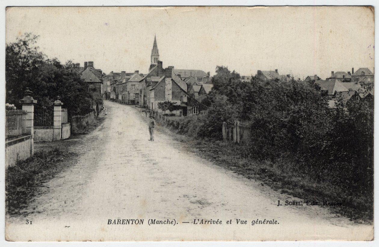 Normandia, Manche (50): kilátás Barenton városára – 1910-es képeslap alkotó: Unbekannt