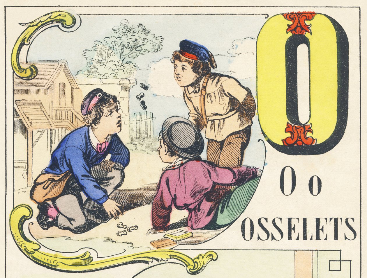 O : osselets – Games Alphabet, 1890 körül (illusztráció) alkotó: Unbekannt