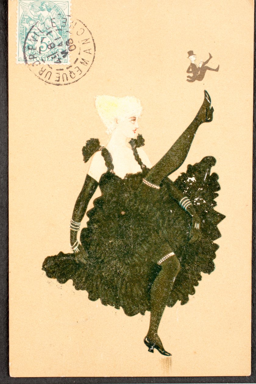 Régi képeslap/Francia Cancan/A Belle Epoque nője alkotó: William M. Timlin