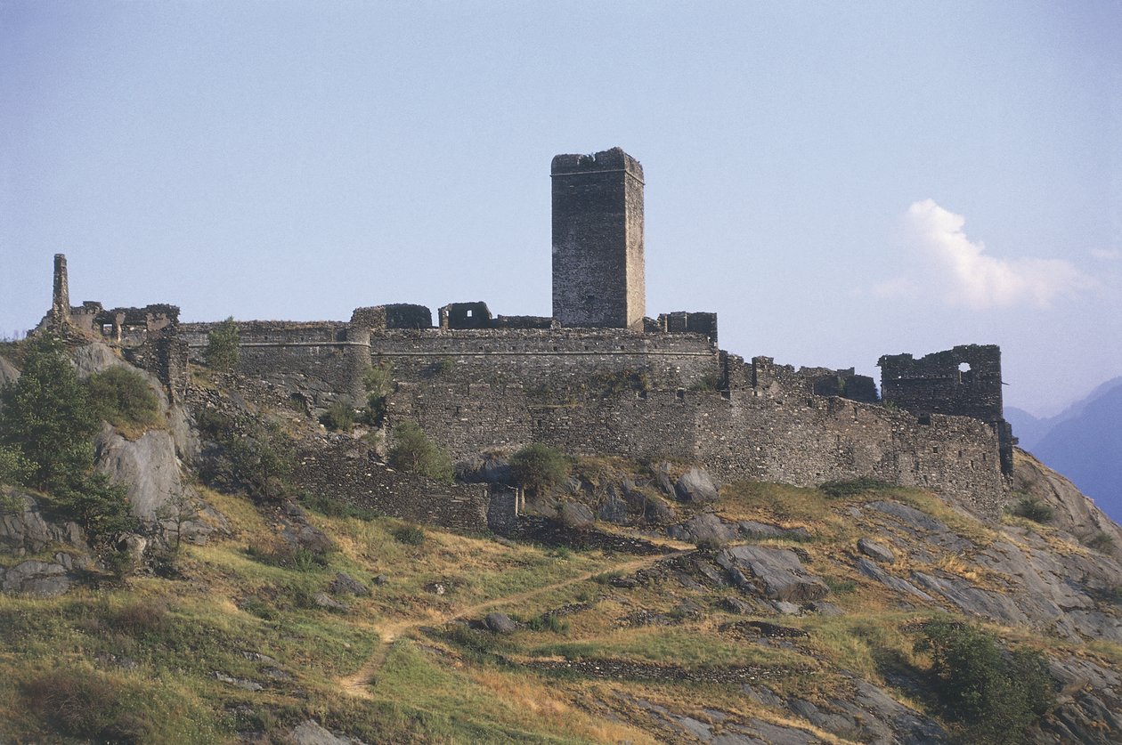 Egy épület régi romja, Castello St. Germain, Montjovet, Valle D