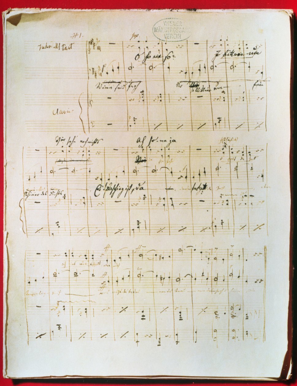 Johann Strauss ifjabb (1825-99) „A kék Duna” című bécsi keringőjének eredeti partitúrája (kézirat) alkotó: Unbekannter Künstler