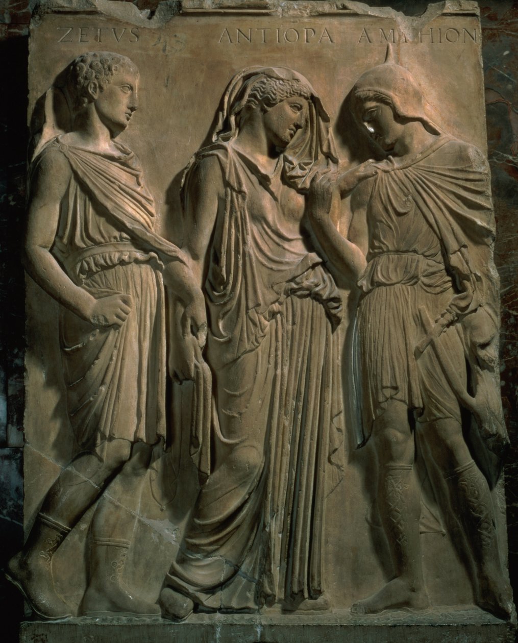 Orpheus, Eurydice és Hermes (márvány) alkotó: Unbekannt