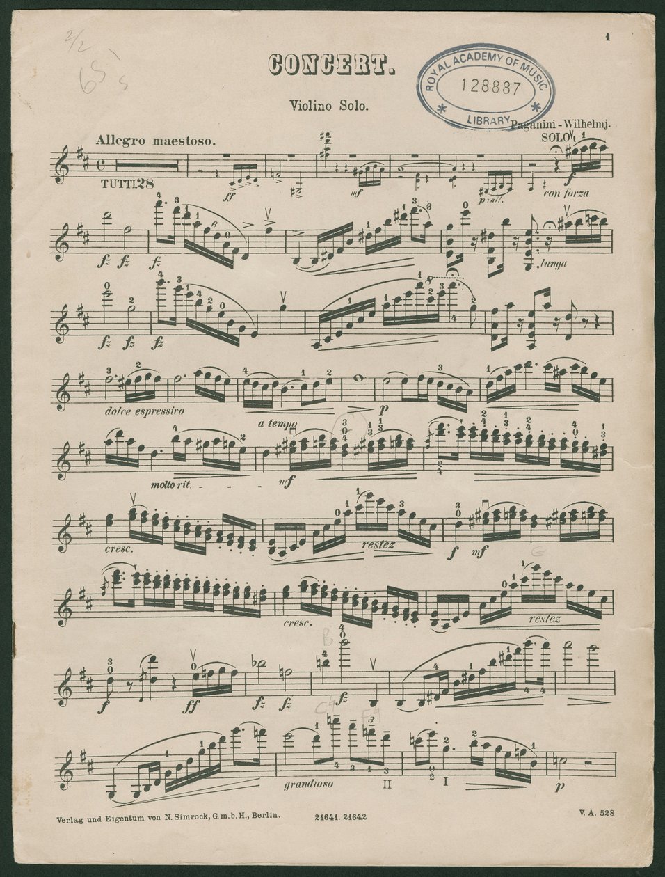 Paganini 1. hegedűverseny, op 6 alkotó: Unbekannter Künstler