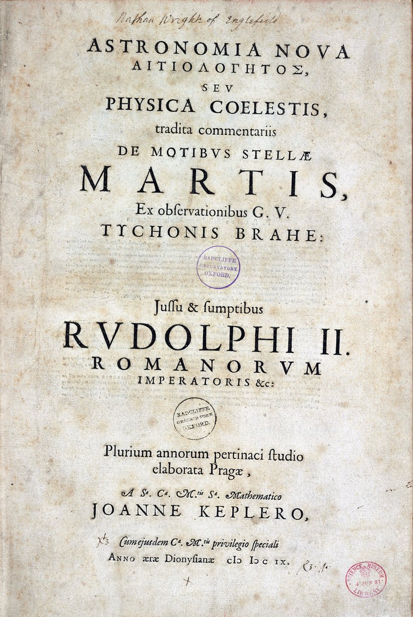Johannes Kepler (Keppler) (1571-1630) német csillagász „Astronomia nova” (Új csillagászat) címlapja, 1609-ben Heidelbergben. alkotó: Unbekannt