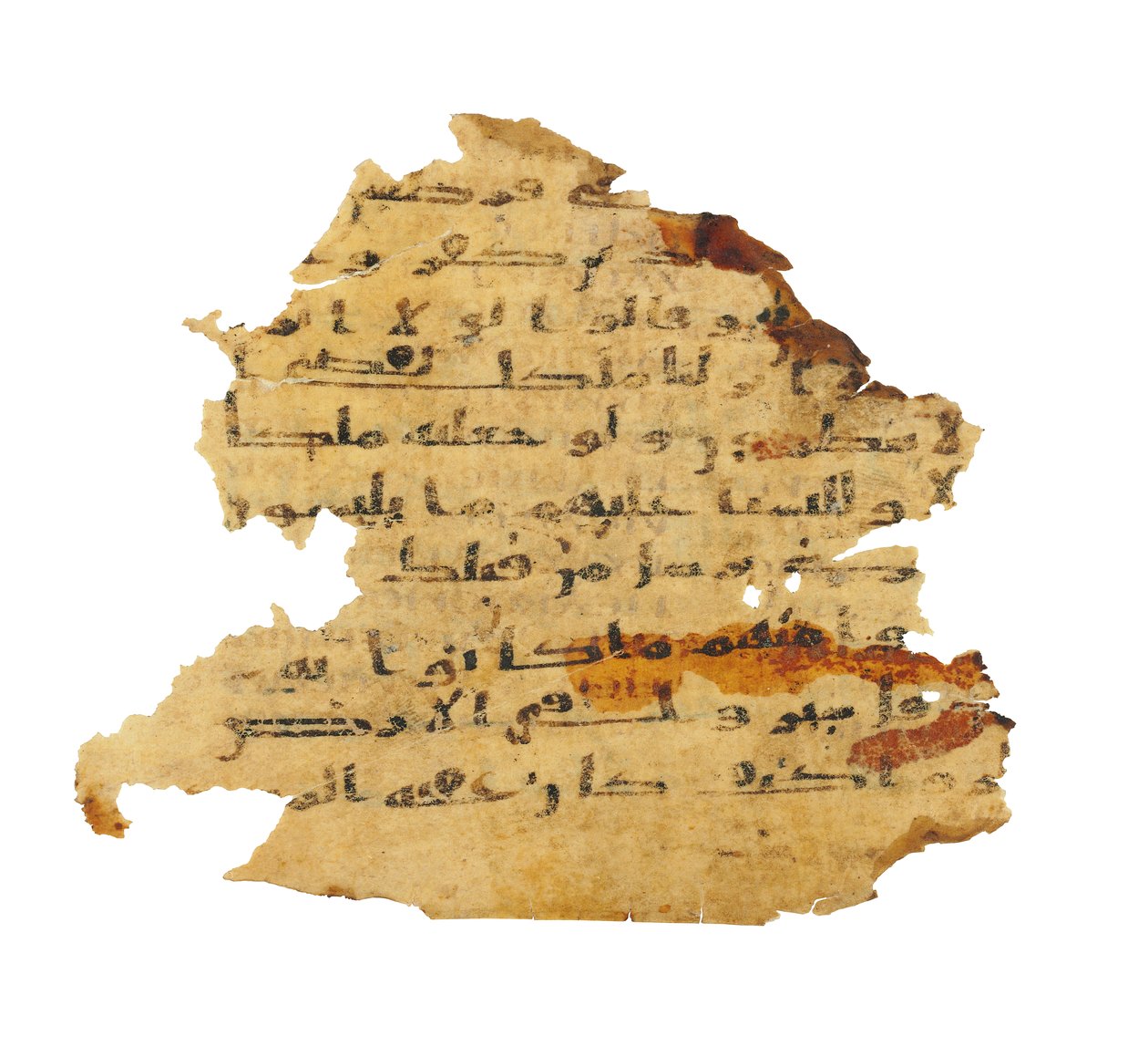 Oldal egy fel nem írt Korán-palimpszesztből, amelyet egy korábbi kopt Bibliára másoltak, valószínűleg Egyiptomban, 8. század körül (tinta pergamen) alkotó: Unbekannt