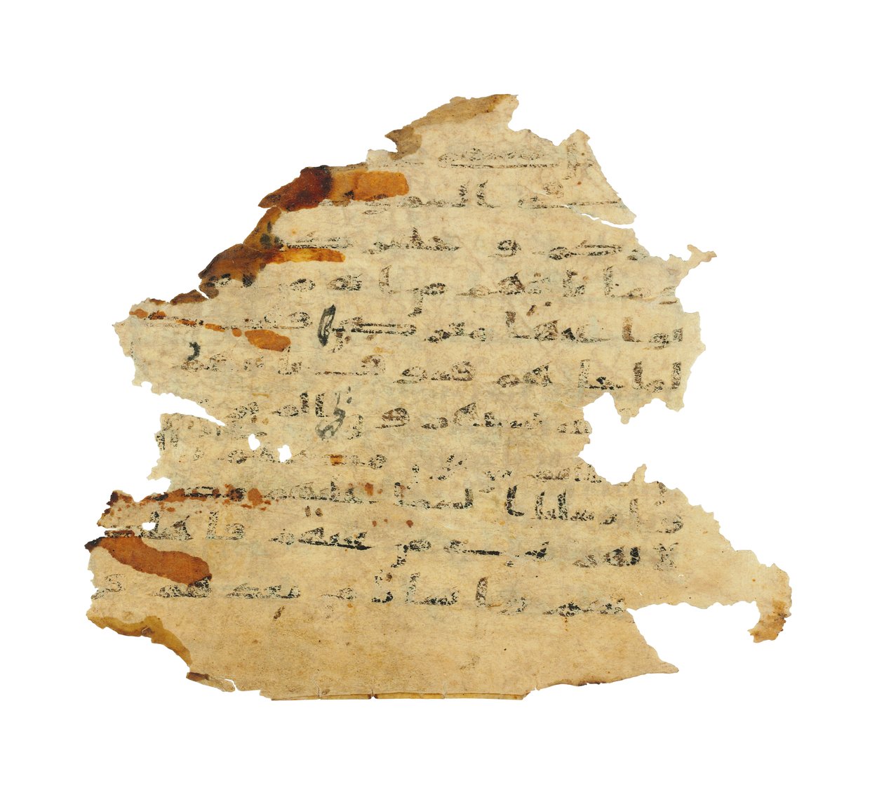 Oldal egy fel nem írt Korán-palimpszesztből, amelyet egy korábbi kopt Bibliára másoltak, valószínűleg Egyiptomban, 8. század körül (tinta pergamen) alkotó: Unbekannt