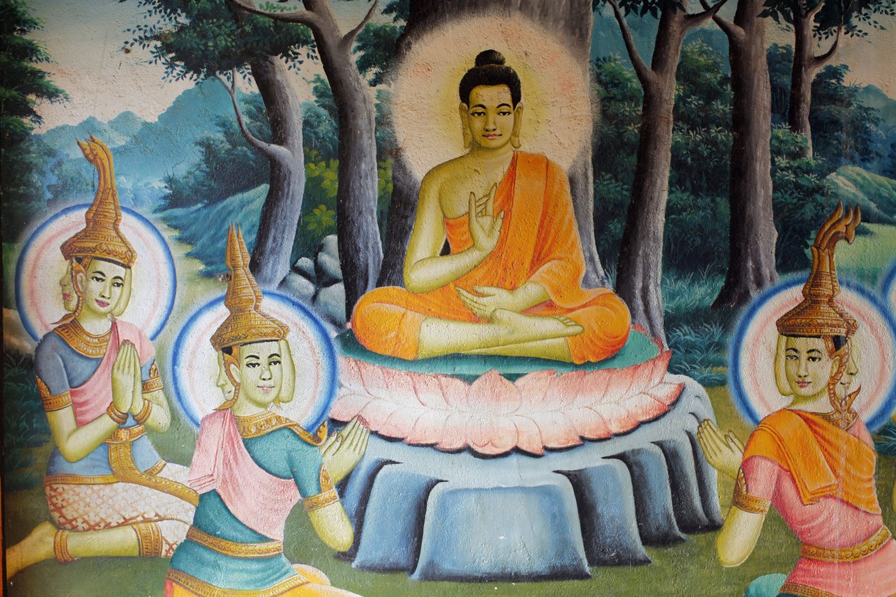 Festmény, amely Buddha életét ábrázolja Wat Nokhor Kompong Cham Cambodge-ban alkotó: Unbekannt