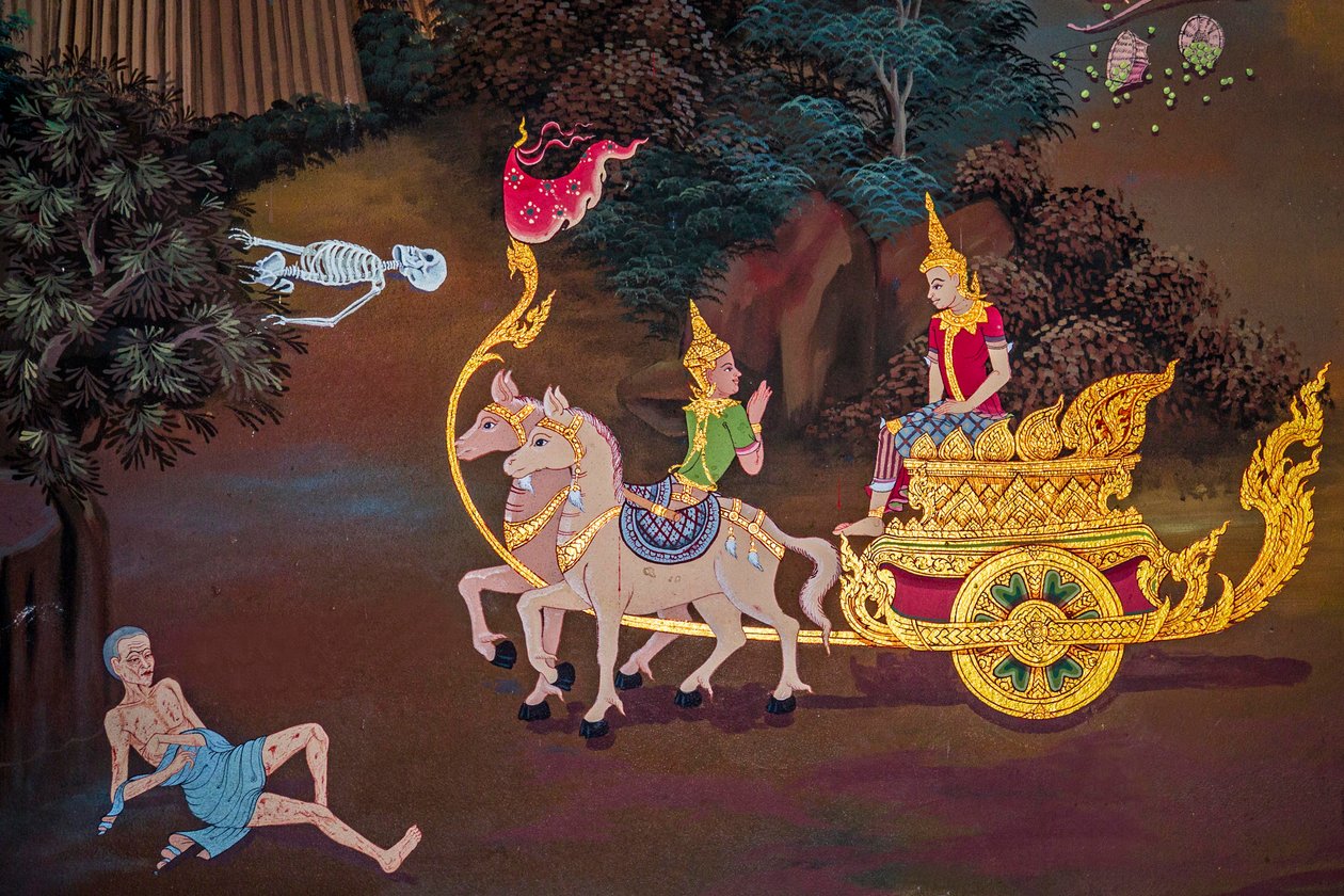 Festmények falusi jelenetekről Buddhával Thaiföldön, Wat bang riang, Thub Pat/ Paintings, Wat bang riang, Thub Pat, Phang Nga, Thaiföld, Ázsia (fotó) alkotó: Unbekannter Künstler