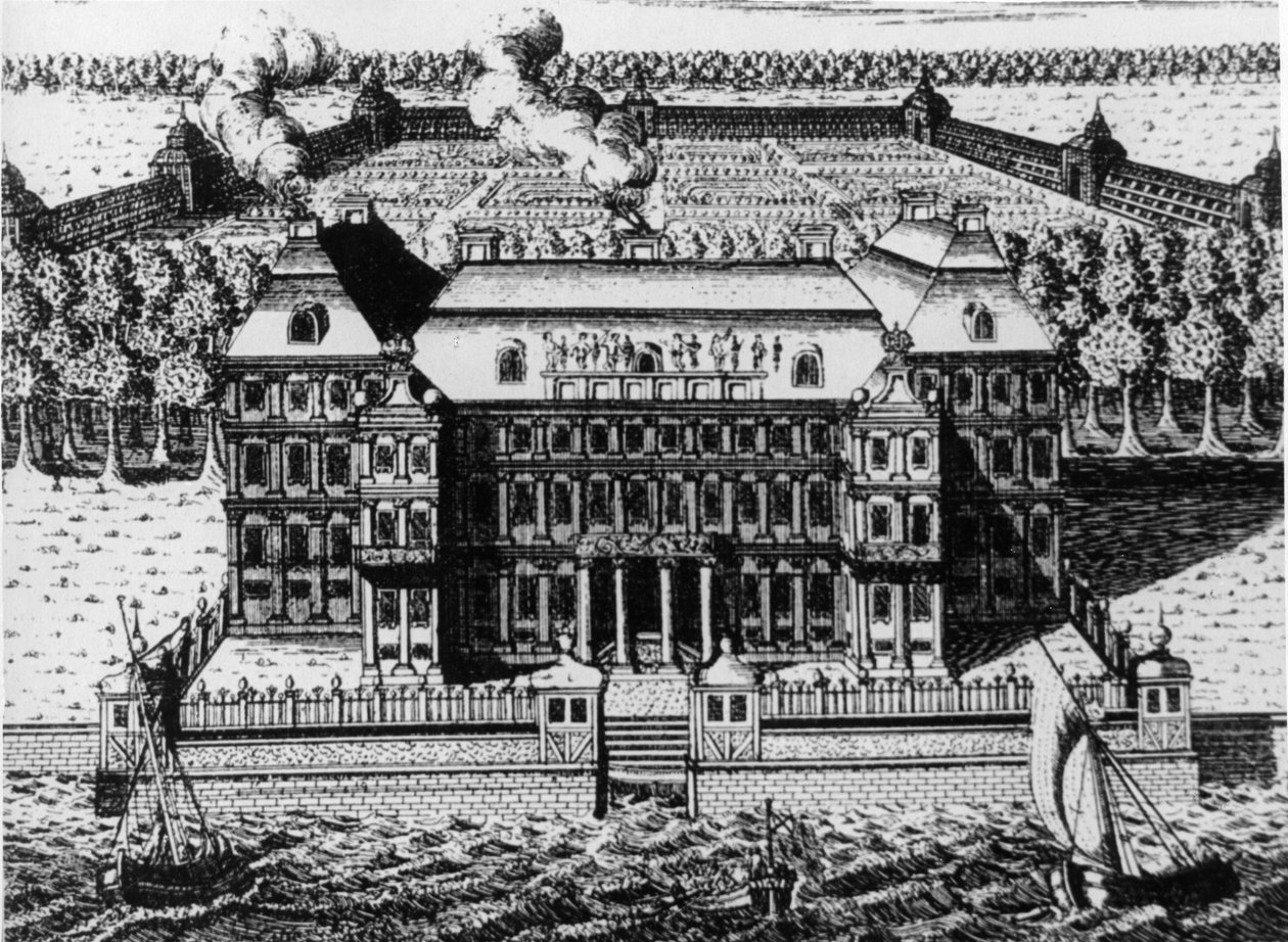A-palota, Mensikov a Vaszilij-szigeten: Az egyik első épület Szentpéterváron (1711-1716), A metszet, Zubov (1717), Oroszország. alkotó: Unbekannt