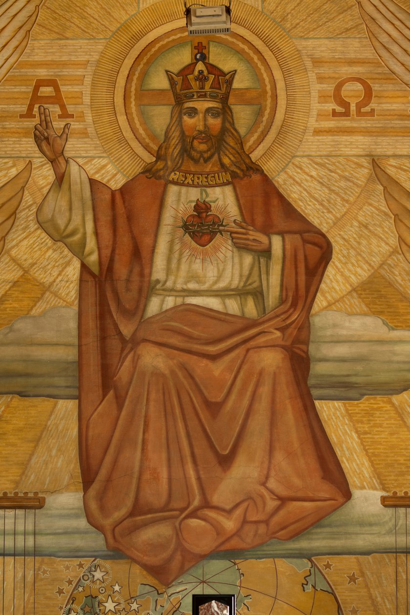 Plébániatemplom (Heilig-Hartkerk). Belső. Modernizmus. A kórus. Mozaik. Krisztus. alkotó: Unbekannt