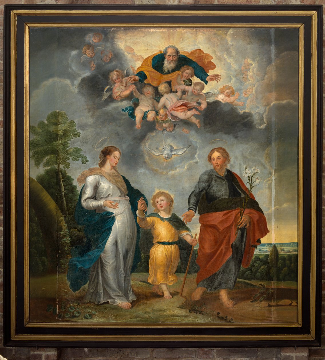 Plébániatemplom (Plébániatemplom a Miasszonyunk Mennybemenetele). Belső. festmény. A Szent Család (?). alkotó: Unbekannter Künstler