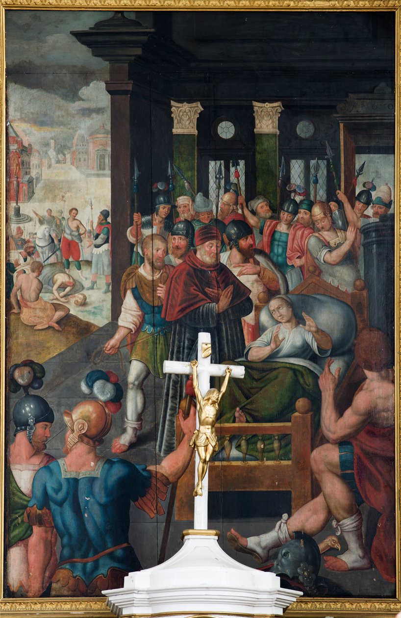 Plébániatemplom (Szent Mihály, Cornelius és Ghislenus plébániatemplom). Belső. Festmény. alkotó: Unbekannter Künstler