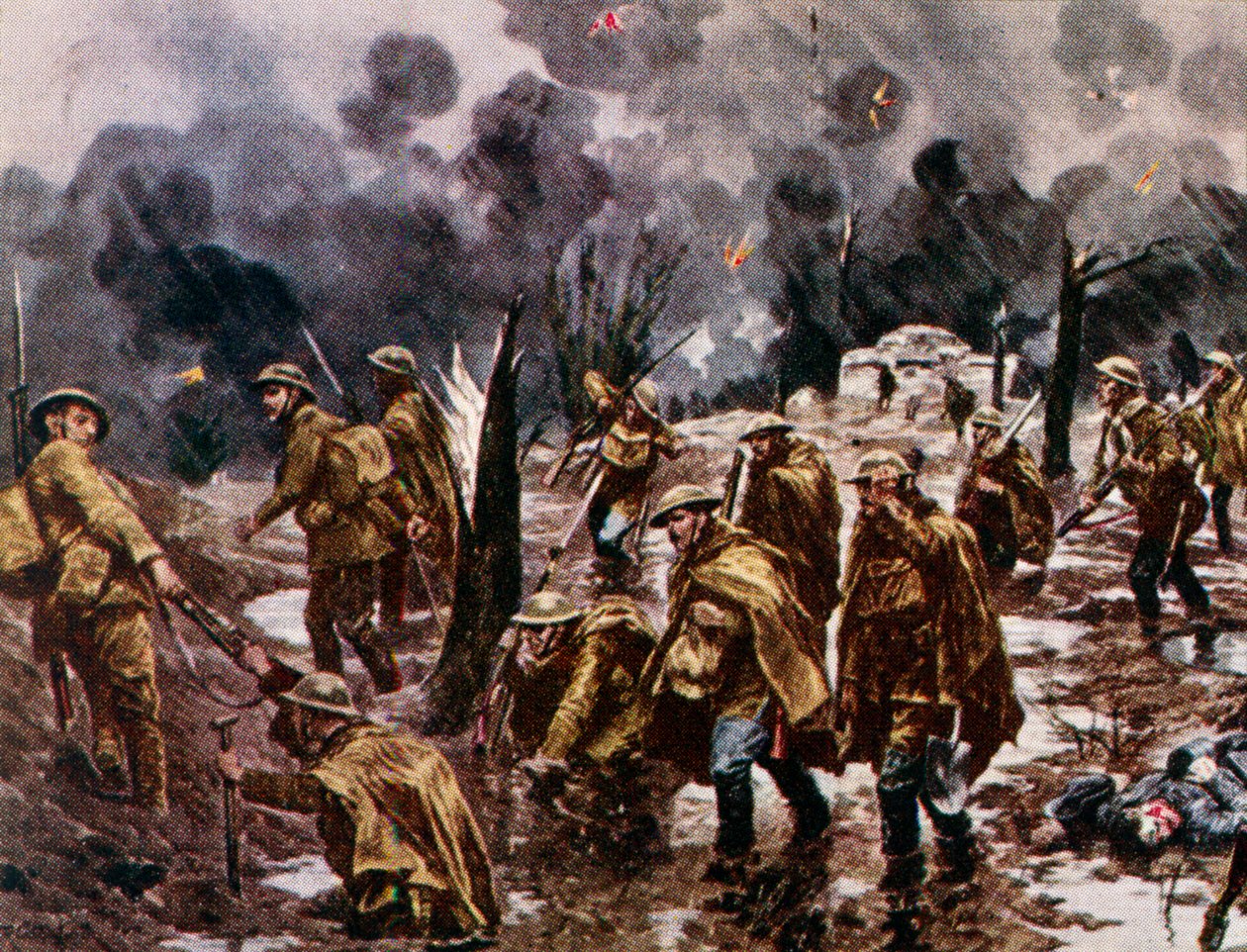 "Passchendaele" - katonák a sárban a belgiumi Ypres közelében az I. világháború alatt alkotó: Unbekannter Künstler