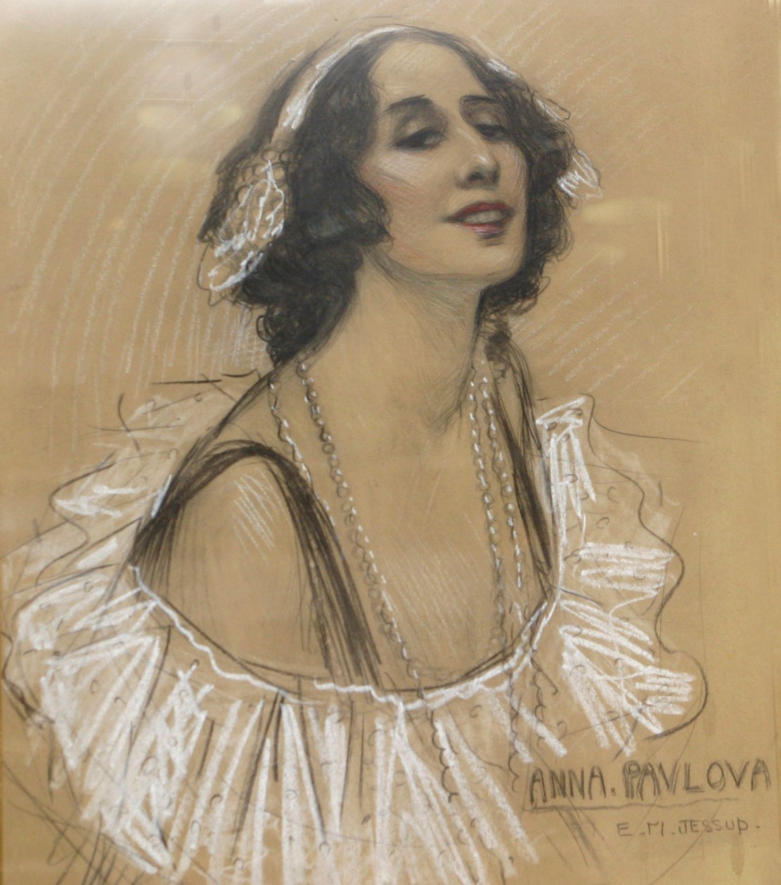 Anna Pavlova orosz balett-táncos pasztellrajza a Londoni Zsidó Kulturális Központban, London, Egyesült Királyság. alkotó: Unbekannt