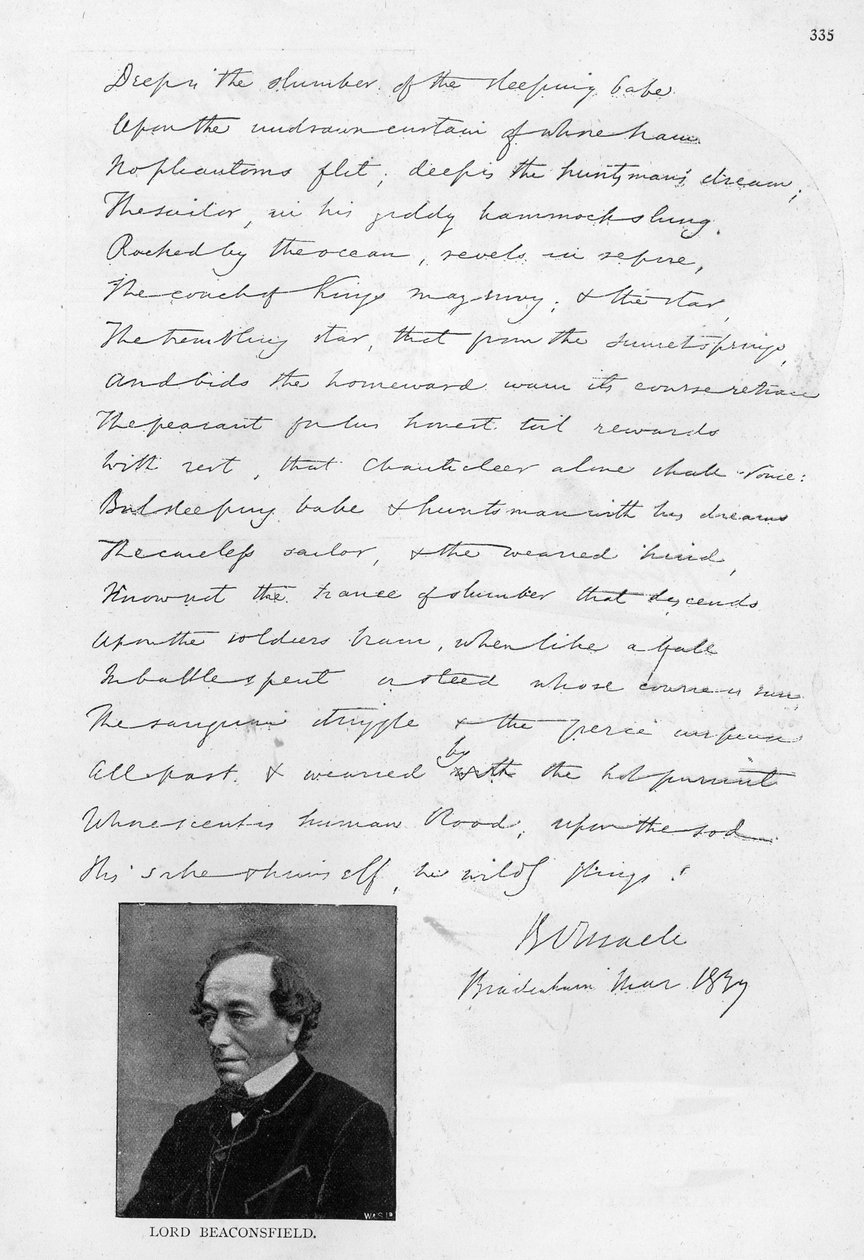 Disraeli fiatalemberként írt verse alkotó: Unbekannt