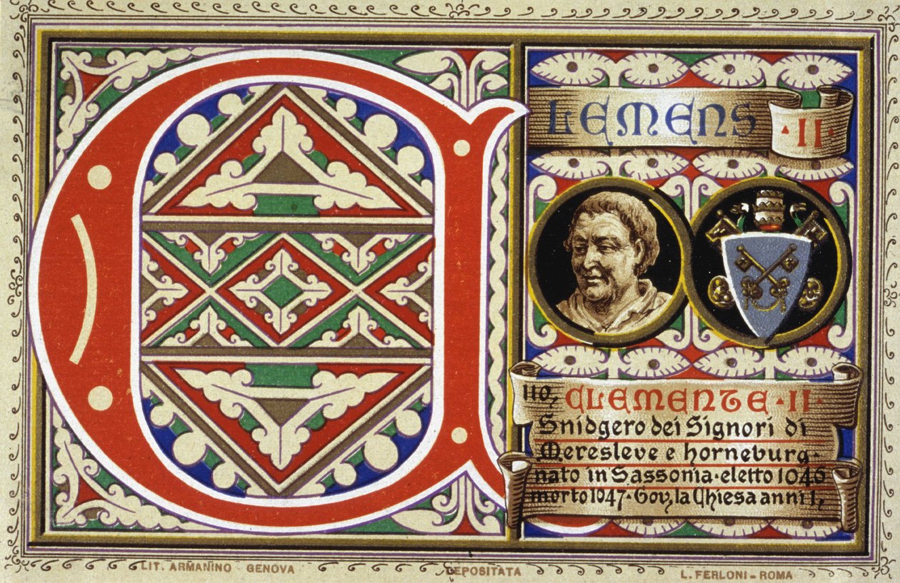 II. Kelemen pápa (1046-1047). 1903-as kromolitográfia. alkotó: Unbekannter Künstler