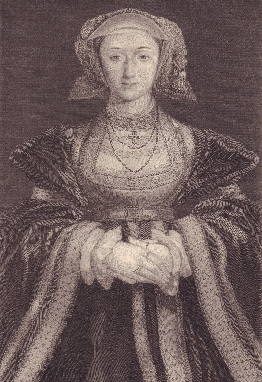 Anne of Cleves (1515-1557), angol királynő portréja, metszet alkotó: William M. Timlin