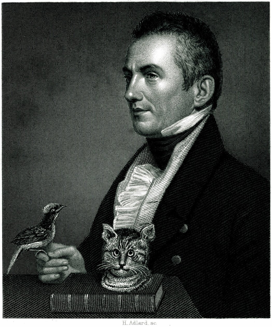 Charles Waterton (1782 - 1865) angol természettudós utazó portréja egy 19. századi metszeten. alkotó: Unbekannter Künstler