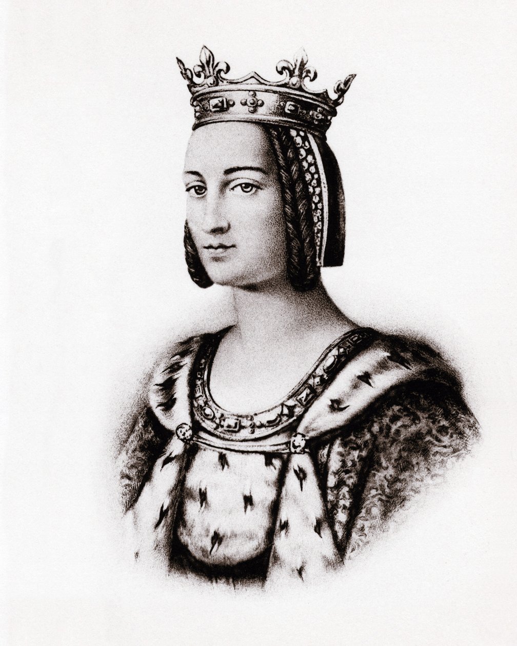 Charlotte de Savoie (1445-1483) francia királyné portréja, metszet, sd. alkotó: Unbekannter Künstler